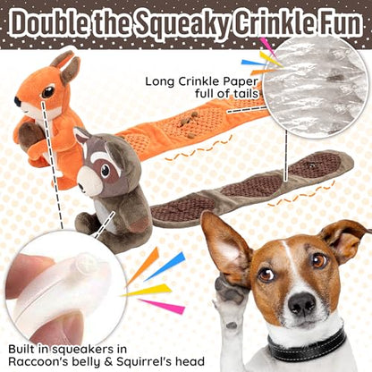 LECHONG 2-Pack Plush Squeaky Dog Toys, 23-Inch Snuffle Puzzle Tug of War Toy with Roll-Up Treat-Hiding Crinkle Tail, Enrichment Toys for Small & Medium Dogs to Relieve Boredom & Mental Stimulation - style: Dog Puzzle Toys