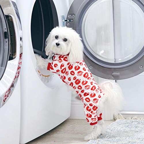 CuteBone Dog Pajamas Valentines Costumes Fleece Pet Clothes Puppy Onesie Winter Holiday Cute Cat Jammies Keep Your Pet Warm in The Cold Weather P116M - color: Kisses, size: Medium