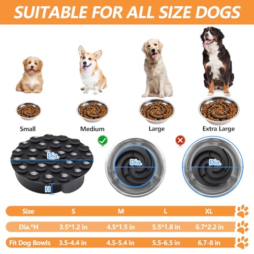 Slow Feeder Dog Bowls Insert, Animire Soft Silicone Slow Eating Dog Food Bowl for Small, Medium and Large Dogs, Compatible with Regular and Elevated Bowls - color: Black, size: M