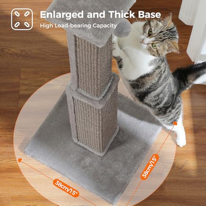 PAWZ Road Large Cat Scratching Post 32” Tall Scratching Post for Indoor Cats Adults Ultimate Scratch Post with Woven Sisal, Large Base and Removable Dangling Ball- Grey - color: Grey