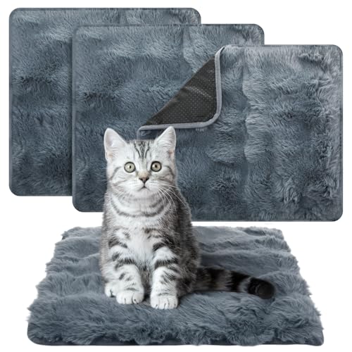 3 Pack Dark Gray Self Warming Cat Bed Indoor 16''x16'' Cat Self Heating Mat Soft Thermal Kitten Bed Heated Pet Dog Pad Washable Removable for Outdoor Use Non Slip Reflect Body Heat - color: Dark Gray, size: 16''x16''