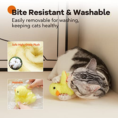 Potaroma Cat Toys Rechargeable Flapping Duck with SilverVine Catnip, Lifelike Quack Chirping, Touch Activated Kitten Kicker Plush Interactive Exercise Toys for All Breeds - size: 4.0 inches, style: Duck