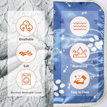 Pet Heating Pad for Cats Dogs, Heated Dog Bed Indoor Dog Heating Pad with Chew Resistant Steel Cord, 12 Level Timer and Temperature Heated Pet Bed Electric Warming Blanket (28''x18'') - size: 28" x 18"