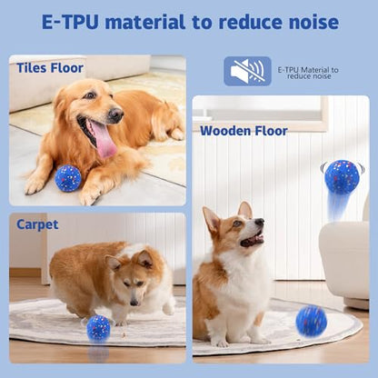 Dog Interactive Toys, Tough Dog Toys Ball, Etpu Material Chew Toy, Durable Chasing Toy, Long Battery Life, Healthy Stress Relief Toy for Medium and Large Dogs (Blue,Large) - color: Blue, size: L 3.4in