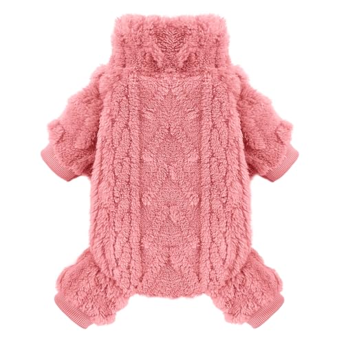 Dog Sweaters for Small Dogs Fleece Small Dog Pajamas Pet Clothes Cat Sweater Fall Winter Warm Puppy Clothes Boy Girl Doggie Outfits Jumpsuits for Chihuahua Yorkie, Rose Red, XXS - color: Rose Red, size: XX-Small (Chest 11in )