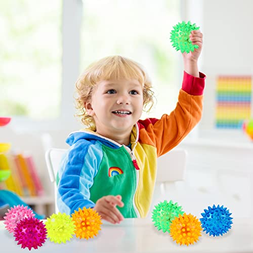 Lenwen 18 Pack Light up Balls LED Bouncy Balls Stress Relief Rubber Ball Flashing Squeaky Rubber Glow in Dark Toy Holiday Classroom Prizes Party Favors for Teens, Adults, Children