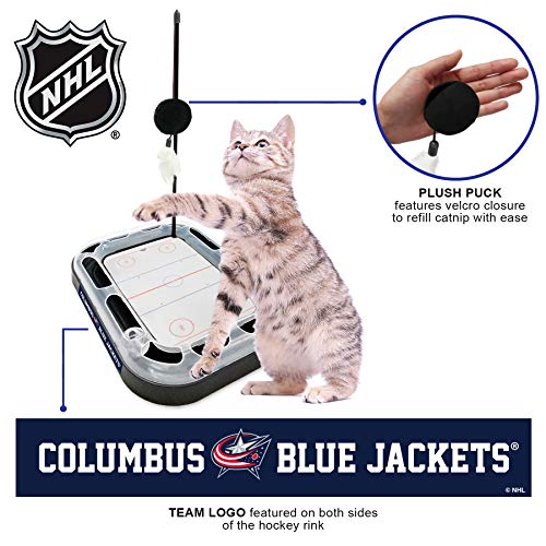 Pets First NHL Columbus Blue Jackets Hockey Field Cat Scratching Toy With Interactive Ball Bell in Tracks - 5-in-1 Scratcher - color: Columbus Blue Jackets