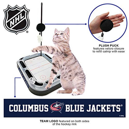 Pets First NHL Columbus Blue Jackets Hockey Field Cat Scratching Toy With Interactive Ball Bell in Tracks - 5-in-1 Scratcher - color: Columbus Blue Jackets