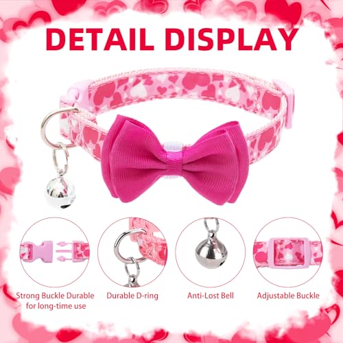 PUPTECK Bowtie Dog Collar with Bell 2 Packs, Adjustable Cute Puppy Collar, Sweet Gift for Small Dogs Pets 11.8-15.7 in - color: Pink, size: 11.8-15.7 in