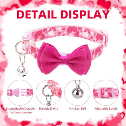 PUPTECK Bowtie Dog Collar with Bell 2 Packs, Adjustable Cute Puppy Collar, Sweet Gift for Small Dogs Pets 11.8-15.7 in - color: Pink, size: 11.8-15.7 in