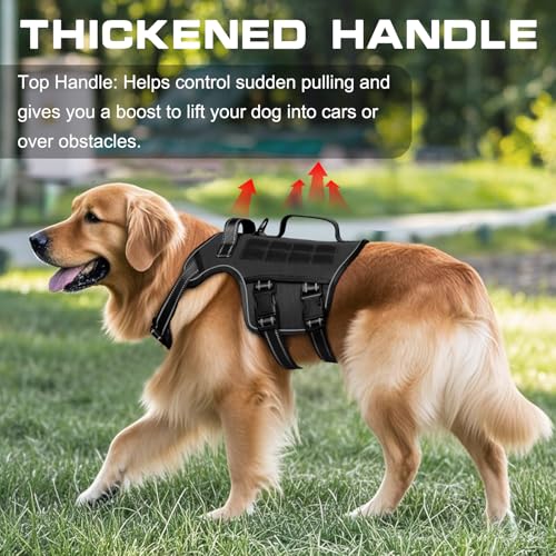 Small Dog Harness, Heavy Duty Tactical No Pull Dog Harness, No Choke, Easy On and Off Pet Vest with Molle System, Adjustable Reflective Dog Vest with Breathable Padded for Walking Hiking Training - color: Black, size: S(Neck:16-22",Chest:20-28"),18-35 lbs