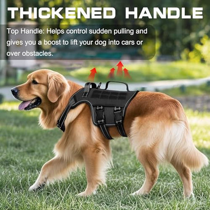 Small Dog Harness, Heavy Duty Tactical No Pull Dog Harness, No Choke, Easy On and Off Pet Vest with Molle System, Adjustable Reflective Dog Vest with Breathable Padded for Walking Hiking Training - color: Black, size: S(Neck:16-22",Chest:20-28"),18-35 lbs