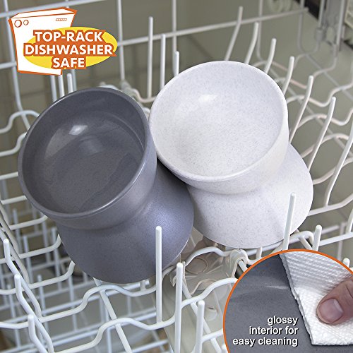 Kitty City Elevated Cat Bowls (Set of 2),Whisker-Friendly Raised Cat Food & Water Dishes,Modern Pedestal Design,Dishwasher Safe,6.5 oz Each – White & Gray,(Pack of 6) - size: Small (Pack of 6)