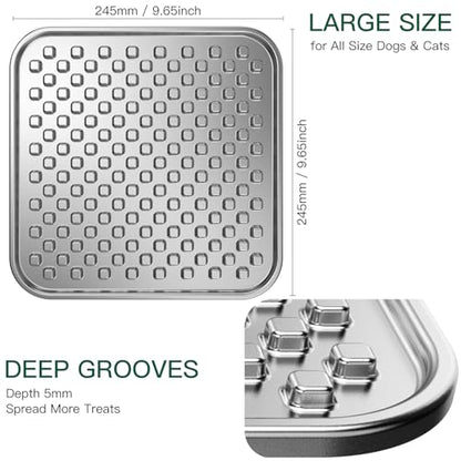 1Pack Stainless Steel Large Lick Mat for Dogs & Cats, Chew-Proof Slow Feeder, Anxiety Reducer, Whisker-Friendly for Cats, Non-Slip Heavy Duty Base, Raw Feeding Pad, Dishwasher Safe - color: Large-1Pack