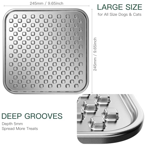 1Pack Stainless Steel Large Lick Mat for Dogs & Cats, Chew-Proof Slow Feeder, Anxiety Reducer, Whisker-Friendly for Cats, Non-Slip Heavy Duty Base, Raw Feeding Pad, Dishwasher Safe - color: Large-1Pack