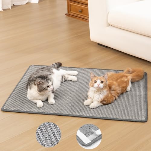 Conlun Extra Large Cat Scratcher Mat (27.5" x 35.4"), Natural Sisal Cat Scratching Pad for Indoor Cats, Mess-Free Cat Scratch Rug & Cardboard Alternative, Couch & Furniture Protector - color: Grey, size: 1 Pack-XL (35.4'' X 27.5")