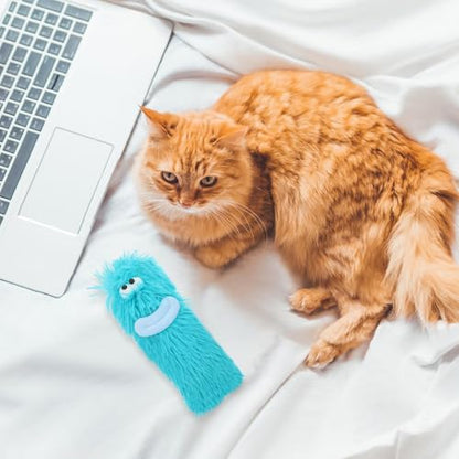Mikikit Catnip Pillow Plush for Indoor Cats, Interactive Chew Kitten, Soft Blue Cat Pillow for Playtime and Teething