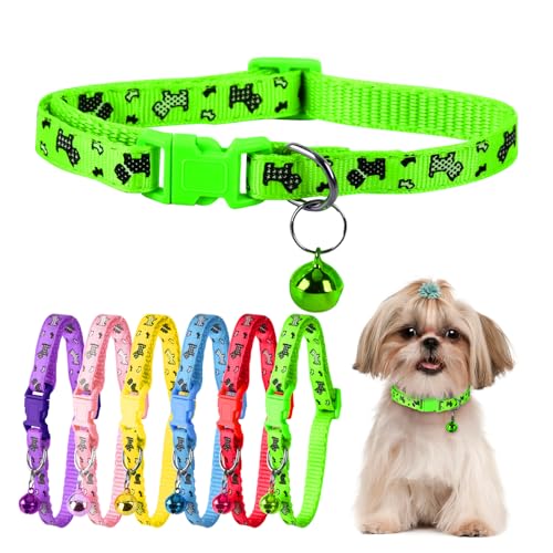 XXS Dog Collar Teacup Dog Collar, Printed Dog Collars, Mini Printed Dog Collars, Teacup Dogs Collars for Small Dogs Cats, Green, 3/8 inch Width - color: Green