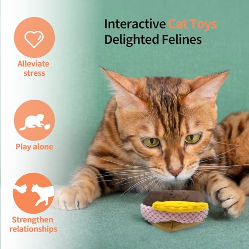 Cat Toys - Hot Dog, Fun Kick and Toss Catnip Toy with Crinkle Sound, Includes Catnip & Silvervine Powder (5g+5g) + 5 Reusable Pouches, Gift for Indoor Cats - size: Long