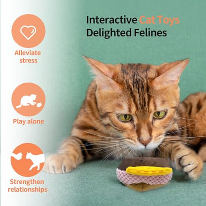 Cat Toys - Hot Dog, Fun Kick and Toss Catnip Toy with Crinkle Sound, Includes Catnip & Silvervine Powder (5g+5g) + 5 Reusable Pouches, Gift for Indoor Cats - size: Long
