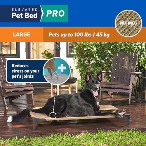 Coolaroo Pro Elevated Dog Bed - Low-Profile Access, Moisture-Resistant Cover, Breathable Fabric & Tool-Free Setup, Nutmeg, Large - color: Nutmeg, size: Large