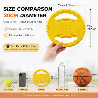Dog Flying Disc, Durable Soft EVA Flying Ring for Aggressive Chewers, Interactive Fetch & Training Toy, Floats in Water, Safe on Teeth & Gums, Beach Pool Play (Yellow) - color: Yellow