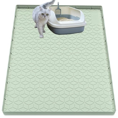 Cat Litter Mat, Silicone Large Cat Mat for Litter Box - 40x28 in, Waterproof & Non-Slip, Durable & Easy Clean, Green - color: Green, size: 40"L x 28"W