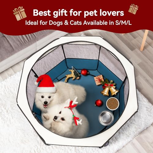 PETSFIT 45.5" Dog Playpen Indoor/Outdoor-Jump-Proof 28.5" Height with Removable Waterproof Mat & Zippered Roof | RV, Camping, Travel Dog Pen | Whelping & Cat Observation Space(45.5"L x 45.5"W x 28.5H) - color: Blue