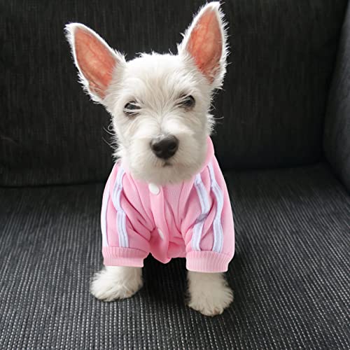 Dog Hoodie 4 Legs Jumpsuit for Small Dogs Puppy Clothes Dog Pullover Sweatshirt Cotton Doggie Winter Coat Cat Apparel(Pink,L) - color: Pink, size: Large
