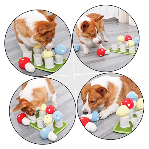 Abaodam Interactive Dog Slow Feeder Toy Creative Puppy Sniffle Mat Squeaky Mushroom Dog Training Foraging Pad for Chewing and Boredom Relief