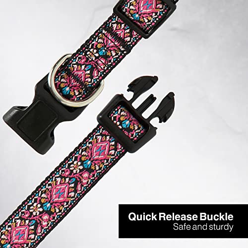 Dog Collar for Small Medium & Large Dogs - Heavy Duty Cotton Collar, Long Lasting, Adjustable, Strong and Durable and Quick Release Buckle, Quality Pink – Get It Now! - color: Pink, size: Medium