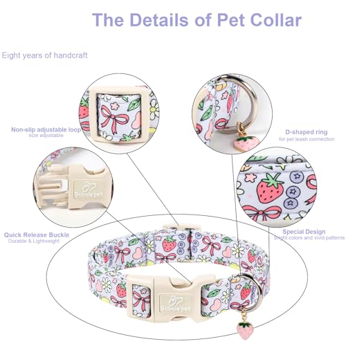 Summer Dog Collar Cute Lavender Dog Collars for Puppy Small Dogs - Lightweight Adjustable Fruit Printed Female Dogs Everyday Collar with Safety Buckle XS - color: Fruit Garden, size: XS
