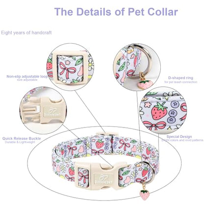 Summer Dog Collar Cute Lavender Dog Collars for Puppy Small Dogs - Lightweight Adjustable Fruit Printed Female Dogs Everyday Collar with Safety Buckle XS - color: Fruit Garden, size: XS