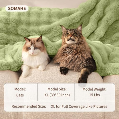 Pet Blanket, Reversible Sherpa & Bubble Fleece Pet Throw, Ultra-Soft Plush for Cats & Small Dogs, Machine Washable, Anti-Static, Warm & Cozy,28"×22" Inch Green - color: Green, size: 28"L x 22"W Inches