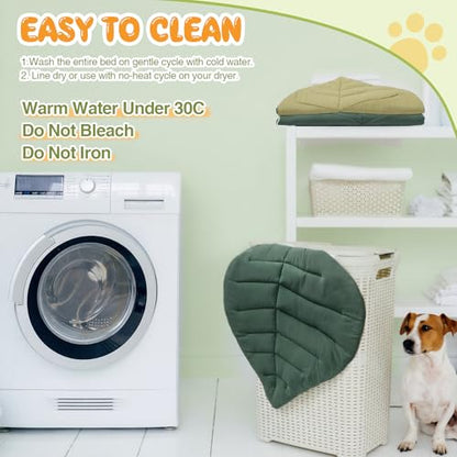 Oudain Self Warming Cat Bed Mat 26 x 20 Inch Leaf Shaped Self Heating Pad Blanket Pet Cotton Thermal Warm Soft Pad Mat for Feral and Indoor Cats Dog, Washable Kitty Puppy Mattress for Home Sofa Crate