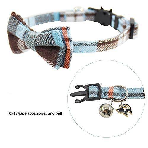 Bowtie Cat Collars Breakaway with Bell, Adjustable Cute Kitty Collars Safety Buckle Kitten Collar for Cat Puppy 7.5-11in (14) - color: 14