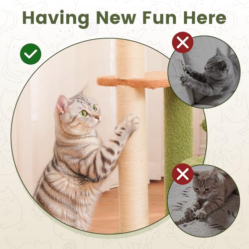 Cat Tree Tower with Scratching Post, Indoor 36in Medium Kitty Climbing Frame with Perch, Cave, Ball Toys, Multi Functional Kitten Climber and Scratcher, Stable Stand and Space Saving Design