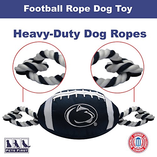 NCAA Penn State Nittany Lions Football Dog Toy, Tough Quality Nylon Materials, Strong Pull Ropes, Inner Squeaker, Collegiate Team Color - color: Penn State Nittany Lions