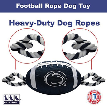 NCAA Penn State Nittany Lions Football Dog Toy, Tough Quality Nylon Materials, Strong Pull Ropes, Inner Squeaker, Collegiate Team Color - color: Penn State Nittany Lions