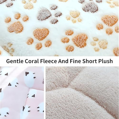 Reversible Coral Fleece Pet Blanket, 12 Designs 6 Sizes for Dogs/Cats/Rabbits, Scratch-Resistant Machine-Washable, Sofa Protector & Warm Pad, Fits 0-60 Lbs Pets (27''x19'', Light Gray) - size: 27''x19''