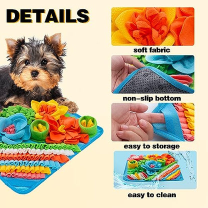 Snuffle Mat for Dogs, Sniff Mat Slow Feeding Mat for Small Pets Cats, Rabbits - Help Stress Relief and Training - Stimulate Your Pet's Foraging Skills! (Blue) - color: Blue