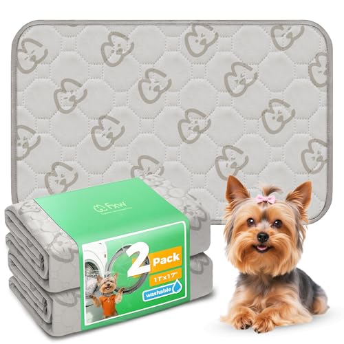 FXW Washable Pee Pads for Dogs, Leak-Proof & Non-Slip, Specifically Designed for 18inch Cages, 11" x 17" Rectangle, Khaki, 2 Packs - color: Khaki, size: 11" x 17" (2 Packs)