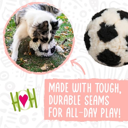 HuggleHounds HuggleFleece Plush Soccer Ball Dog Toy - Dog Fuzzy Ball Toy, Durable Round Soft Fleece, Stuffed Puppy Plush for Small and Large Breeds - 8", Large - size: Large, style: Soccer Ball