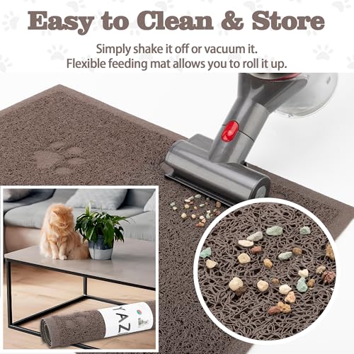 Darkyazi Cat Litter Box Mat for Floor Litter Trapping Mat Non-Slip Backing, Scatter Control, Easy Clean, Water Resistant, Soft on Paws (15.75" x 11.75",Coffee) - color: Coffee