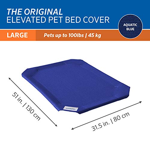 The Original Coolaroo Elevated Pet Bed Replacement Cover, Large, Aquatic Blue - color: Aquatic Blue, size: Large, style: Large