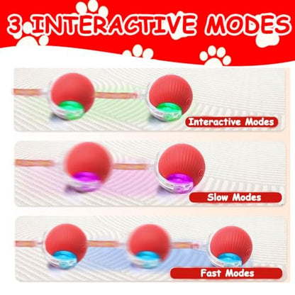 2 PCS Interactive Cat Toy Rolling Ball with Tail Chewie Viral Dog Ball, Smart Automatic Rolling Pet Balls,Automatic Moving Electric Cat Toy - color: Color2