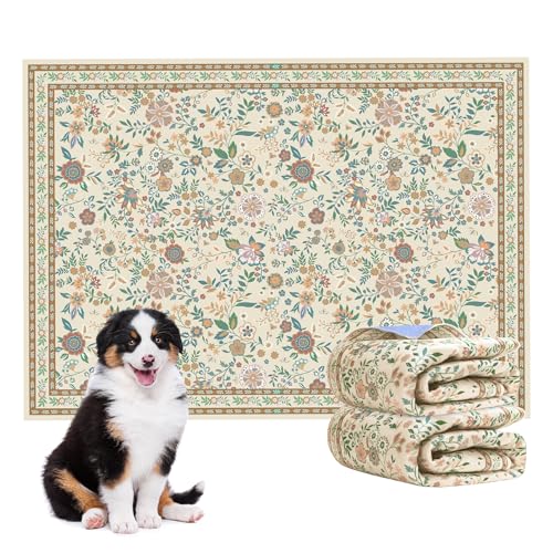Washable Pee Pads for Dogs, 2 Pack Super Absorbent Reusable Puppy Pads with Colorful Flowers Patterns for Potty Training, Floor, Couch, Bed, and Crate,24"x 36" - color: Yellow, size: 24*36 Inch(Pack of 2)