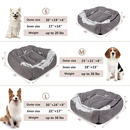 MIXJOY Dog Beds for Large Medium Small Dogs, Rectangle Cave Hooded Blanket Puppy Bed, Luxury Orthopedic Cat Beds for Indoor Cats, Warmth and Machine Washable (30 inches, Grey) - size: 30.0"L x 24.0"W x 9.0"Th