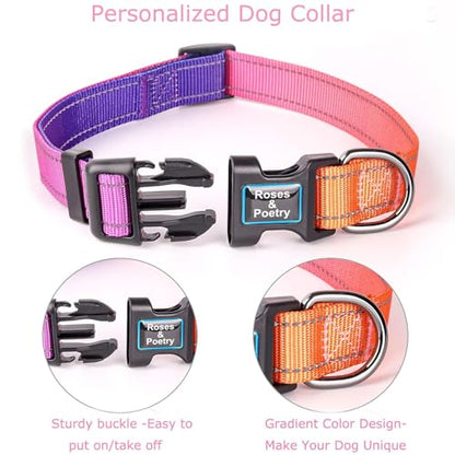 Roses&Poetry Reflective Dog Collar with Gradient Mistyrose, Adjustable Durable Pet Collars for Small Medium Large Dogs (Mistyrose-XS) - color: Mistyrose, size: XS