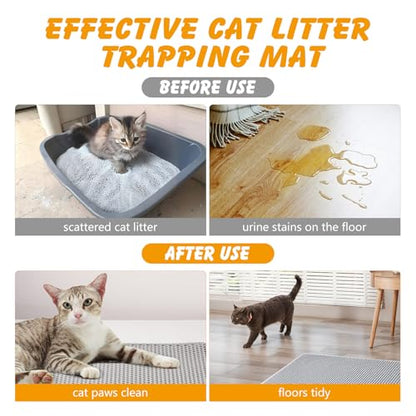 ondware Cat Litter Mat, 30x24 Inch Double Layer Litters Box Mat, Waterproof Cat Mat for Litter Box(Gray) - size: 30x24 Inch